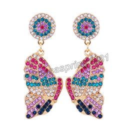 Papillon strass boucles d'oreilles pendantes pour femmes haute qualité déclaration luxe cristal goutte pendante boucle d'oreille ZA bijoux cadeau