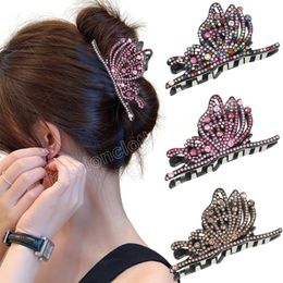 Papillon strass pince à cheveux griffes brillant queue de cheval épingle à cheveux tempérament cheveux crabes pour femmes mode cheveux accessoires