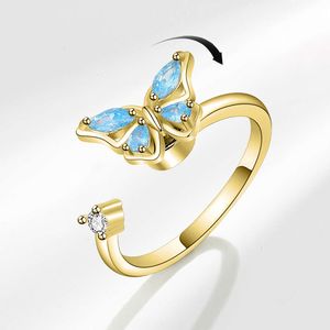 Bague papillon rotative pour femmes, bijoux populaires sur Instagram, ouverture personnalisée, Index réglable