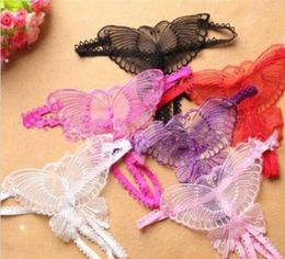 Vlinder Sexy Crotchless Kant Micro Vrouwen Open Thongs g Strings Transparant Dames Slipje Sexy Ondergoed Femme Ouvert1916093