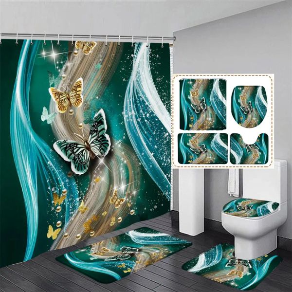 Butfly Shower rideau abstrait motif art simple style moderne maison salle de bain polyester tissu rideaux de douche décor de salle de bain