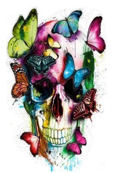 Kits de pintura por números de calavera de mariposa para adultos, dibujo artesanal sobre lienzo para colorear por números, lienzo de alta calidad, imagen artesanal 4670759