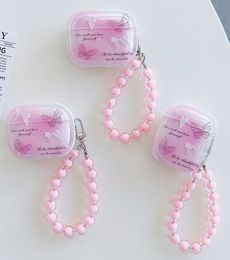 Schmetterling weiche TPU-Hüllen für Airpods Pro 2 Air Pods 3 1 2 Mode Air Pod Airpod Pro2 Schleife Schleife Rosa Liebe Blume Kopfhörer Zubehör Schutzabdeckung mit Riemen