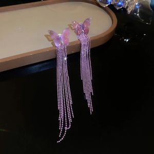 Pendiente de borla de mariposa para mujeres y niñas, chapado en oro y plata, accesorios de joyería de moda, estilo de regalo de fiesta E2321 240122