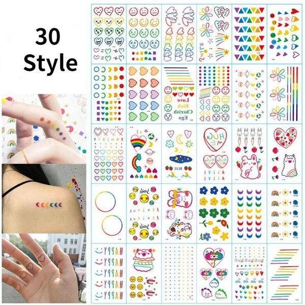 Butterfly Tattoo Stickers Rainbow Expression Face Face Belle art corporel imperméable Faux Tattoos Tatouage Temparire 240423