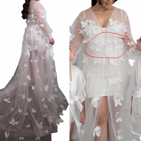 mariposa de tul abrigo nupcial mangas LG chaqueta de boda tren de barrido capas de boda chaqueta bolero mariposas bata de boda se encoge de hombros A3fA #