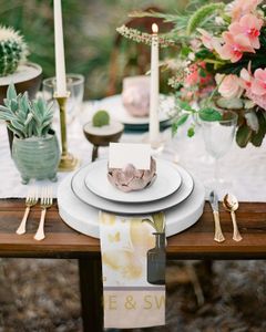 Butterfly Vase Flowers Table Set Set Wedding Banquet Tip Test Soft Teael Tiron Dîner Table Motchage