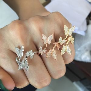 Butterfly Vecalon Promise Ring Sterling Sier Pave 5a CZ Statement Party Maridage Bands Rings For Women Bridal Bijoux S