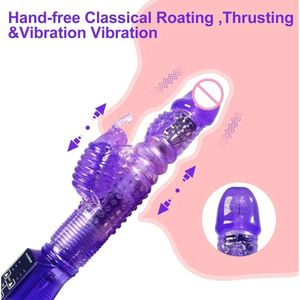 Butterfly Vibrator Telescopic Roterende Bead Rods Dildo Dual Vibration Wand Sexy Toys Vibrators for Women