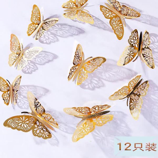 Mariposa Pegatinas de pared Mariposas creativas con decoración para el hogar Decoración de la habitación de los niños Arte 12pcs