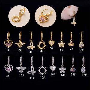 Papillon Goutte D'eau Couronne Fleur Huggie Hoop Boucles D'oreilles Amour Cubique Zircone Suspendu Oreille Os Boucle D'oreille Boucle Unique Oreille Trou Piercing Bijoux Or Bijoux Pour Hommes Femmes