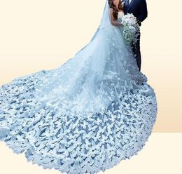 Voiles de mariage papillon Tulle doux deux couches dentelle voiles de mariée sur mesure bord appliqué voile de luxe pour robe de mariée 5483318
