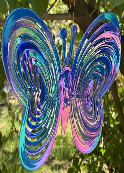 Mariposa viento Spinner ABS atrapavientos amor giratorio carillón de viento mariposa reflectante espantapájaros adorno colgante decoración de jardín Y01804711