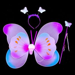 Ailes de papillon Accessoires de costume pour enfants trois pièces d'ailes doubles simples en gros Led Rave Toy