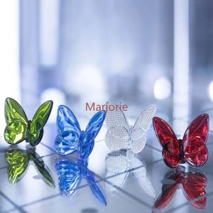 Vlindervleugels Fladderende Glas Crystal Papillon Geluk Vlinder Glinstert Levendig met Heldere Kleur Ornamenten Home Decore 220711