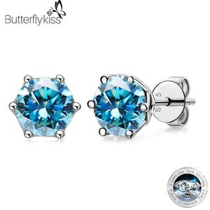 Butterflykiss Echte 1 CT D Kleur Stud Oorbellen Voor Vrouwen Top Kwaliteit 925 Sterling Zilver Fonkelende Bruiloft Sieraden 240113