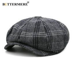 Buttermere Men Newsboy Cap Unisex Beret Wool Hat Tweed Gatsby achthoekige plaid Women Vintage Brand Winter Spring Bill Hats6644547