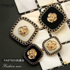 Barrettes à cheveux 6 pièces en métal or fleur boutons carrés pour vêtements mode manteau luxe vintage vent pull cardigan boutons de couture accessoires