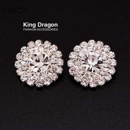 Bouton pinces à cheveux Barrettes clair strass boutons vêtements femmes manteau pull Cardigan couture couture 20MM 6 pièces/lot couleur argent tige arrière KD173-1