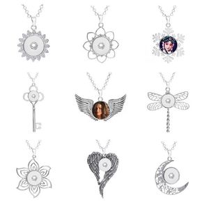 Collares con botones, colgantes para sublimación de tinte, colgante de collar de ala para regalo de mujer, impresión por transferencia en caliente, consumibles en blanco al por mayor