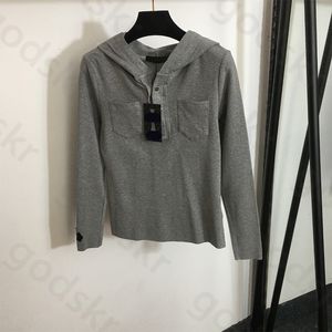 Bouton Slim sweat à capuche femmes mode mince à manches longues Blouse concepteur haut de gamme chemise de Base