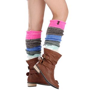 Bouton Stripe Genou Haute Cheville Jambières Automne Hiver Chaussettes Chaussures Tricot Botte Poignets Toppers Leggings Femmes Filles Bas Lâche Will and Sandy