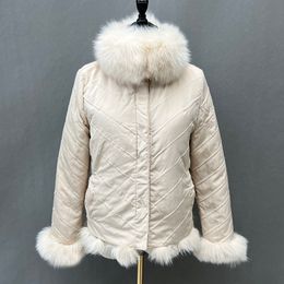 Bouton Style Casaco De Pele veste réversible bulle vestes De fourrure naturelle hiver épais chaud vrai manteau De fourrure De renard pour les femmes
