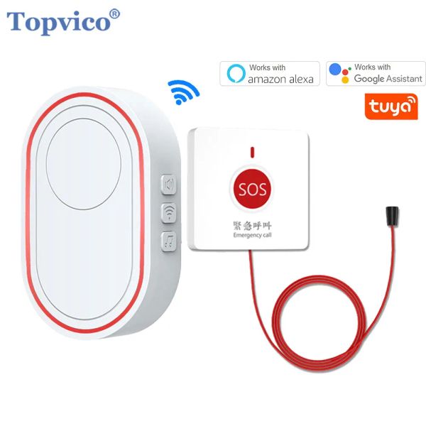 Bouton Topvico Bouton Wifi WiFi Patient âgé du patient de lit Tuya Système d'alarme panique SOS ALERTE ALERTE Senior sans fil Care Pager Pager