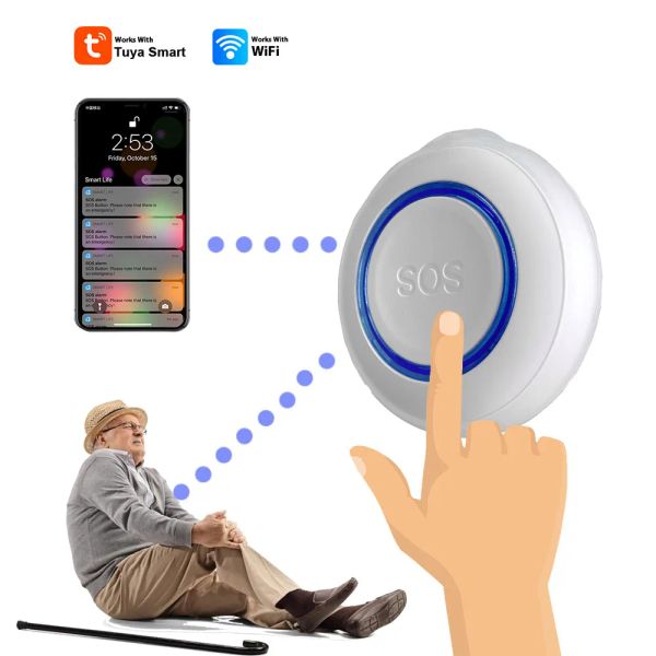 Botón Tuya Smart SOS Wifi Alarma Push para anciana