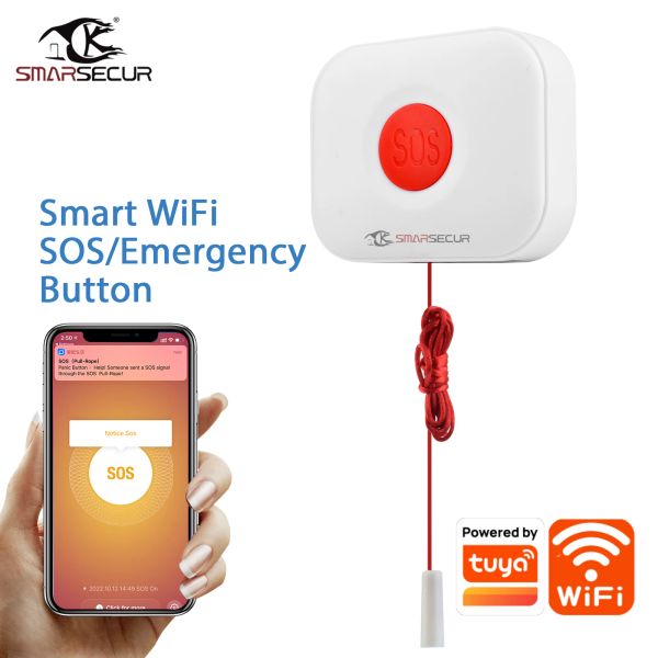 Botón Tuya impermeable wifi inalámbrico sos botón de emergencia alarma Home ladrón sensor de alarma 2.4g botón de pánico
