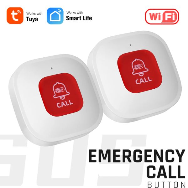 Button Tuya WiFi Smart SOS Call Bouton Sans fil Sans filtre Pager Téléphone Alerter Transmetteur d'urgence Bouton pour enfants Patient âgé des enfants