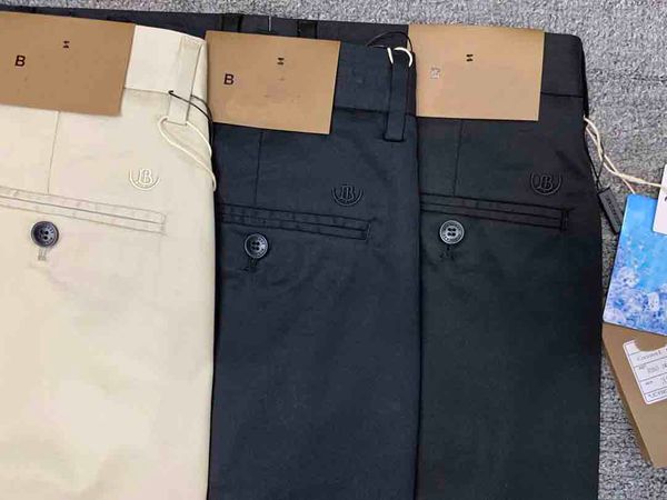 BUU Designer luxe Pantalons habillés pour hommes de haute qualité 2024 Printemps/été Pantalons décontractés d'affaires Tissu Moice Tissu tricoté Pantalon droit Marque de mode Compteur 1: 1 Noir