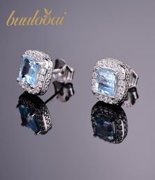 Buulooai 17Ct Boucles d'oreilles en topaze bleu naturel Stud authentique 925 Bijoux en argent sterling Nouvelles femmes bijoux exceptionnels fine bijoux y187966018