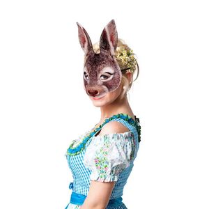 Masque Buunnyy Mask Animal Eva Half Face Rabbit Ear Mask pour Pâques Halloween Party Mardi Gras Costume Accessoire 10pcs