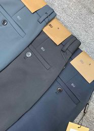 BUUU Diseñador de lujo Pantalones de vestir para hombres Pantalones de negocios Tejido doble compuesto Pantalones casuales Marca de moda leggings de color sólido Negro gris Ropa al por mayor