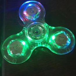 koop 2 stuks handspinner Fidget Spinner LED Knipperend kristal Hand Spinner duidelijk TriSpinnerZZ