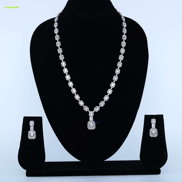 Acheter Charmant collier en or blanc 14 carats pour femmes, ensemble de diamants moissanite vvs, pierres précieuses de clarté, collier classique en diamant pour fiançailles