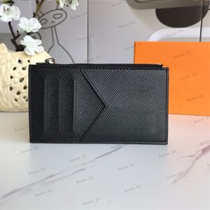 Compre bolsas de tarjetas de alta calidad, tarjetero universal de diseñador para hombres y mujeres, Mini billetera de cuero negro, billetera para monedas Pocket261D