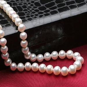 Acheter des bijoux en perles 9-10mm cercle blanc presque impeccable de collier de perles d'eau de mer naturelle 18 pouces cadeaux les plus appropriés perlé N228K