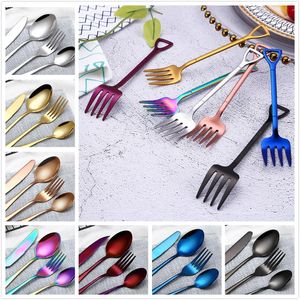 Ensembles de couverts élégants 8 couleurs couverts créatifs fourchette couteau cuillère cuillère à café ensemble de vaisselle pour les fêtes de mariage
