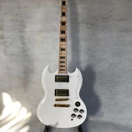 Les acheteurs recommandent !! Guitare électrique blanche SG personnalisée à deux micros, touche en érable, livraison gratuite