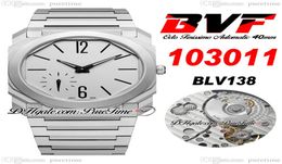 BVF 103011 Extrathin Octo Finissimo BLV138 Reloj automático de hombres 40 mm Dial plateado Satinado Pulsera de acero inoxidable pulido Super Ed6577967