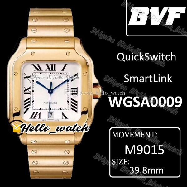 BVF 39,8 mm Cadran blanc Miyota 9015 Montre automatique pour homme WGSA0009 Quick SmartLink QuickSwitch Bracelet en or jaune 18 carats Montres HWCR Hello_Watch Sapphire