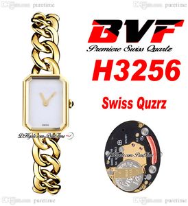 BVF Premiere H3256 Zwitserse Eta Quartz Ladeise Watch 18K Yellow Gold Mop Dial Stainless Steel Bracelet Super Edition Womens Watch Puretime A1