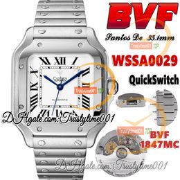 BVF V3 bv0029 Japón Miyota 9015 modificar 1847MC Reloj automático para mujer 35,1 mm Esfera blanca Marcadores romanos Interruptor rápido Pulsera de acero inoxidable trustytime001Relojes