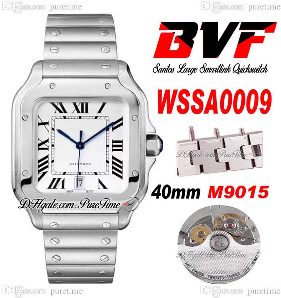 BVF V2 WSSA000 40 mm Miyota 9015 Reloj automático para hombre Enlaces de cambio rápido Esfera blanca Negro Manos azules romanas Pulsera de acero inoxidable Super Edition Puretime A1