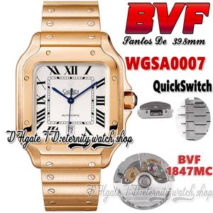 BVF V3 bv0007 Japon Miyota 9015 modifier 1847MC Montre automatique pour homme 39,8 mm Cadran blanc Marqueurs romains Commutateur rapide Or rose Bracelet en acier inoxydable Couple Montres d'éternité