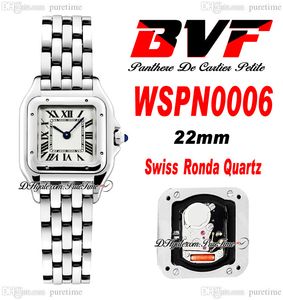 BVF WSPN0006 SWISS RONDA Quartz Ladies Watch 22 mm Blanc Black Black Roman en acier inoxydable Bracelet Womens Womens Super Edition Puretime A1