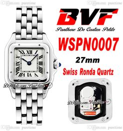 BVF WSPN0007 Zwitsers Ronda Quartz Ladies Kijk 27 mm witte wijzerplaat Zwarte Romeinse roestvrijstalen armband Womens Watches Super Edition Puretime A1