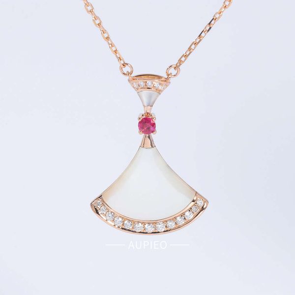 BVL collier en forme d'éventail or massif nacre Agate coquille jupe pendentif colliers saphir rose Original Standard